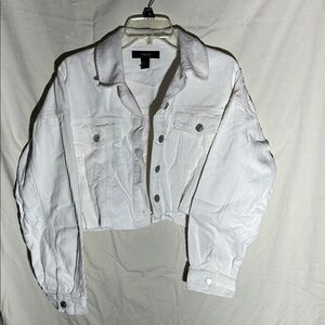 White Cropped Jean Corduroy Jacket